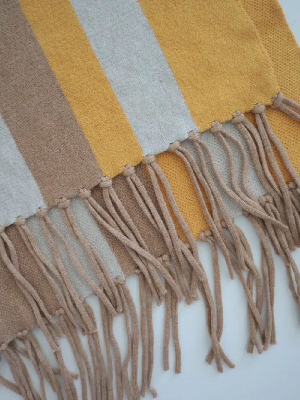 Talbots Tan and Yellow Colorblock Knit Ruana Wrap
